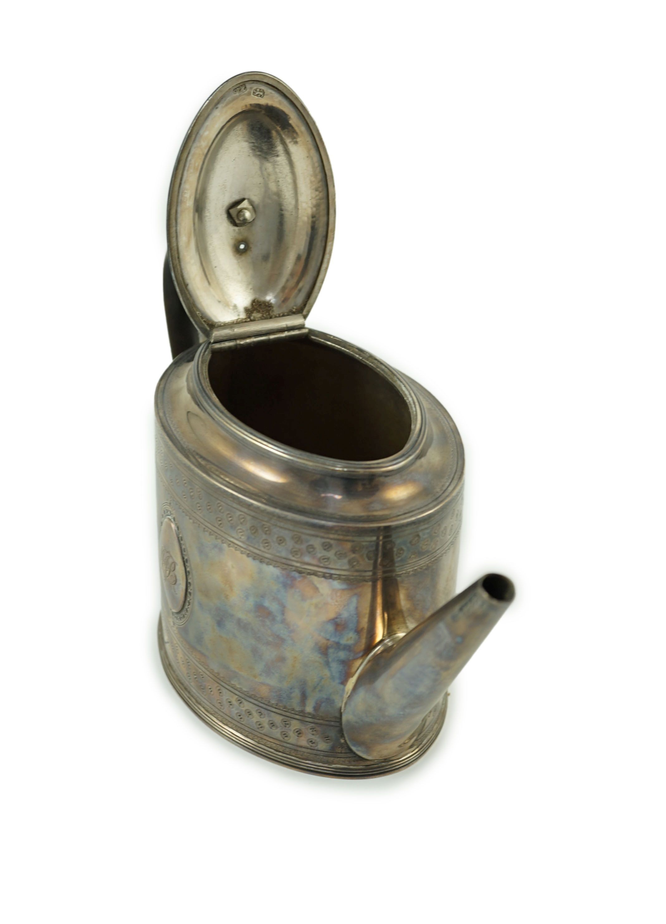A George III silver oval teapot, by Hester Bateman